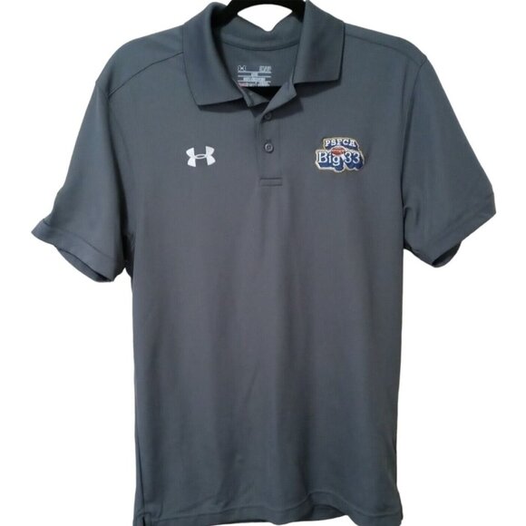 Under Armour HeatGear PSFCA Big 33 Grey Polo Shirt S Loose Fit Embroidered Logo - Picture 1 of 9